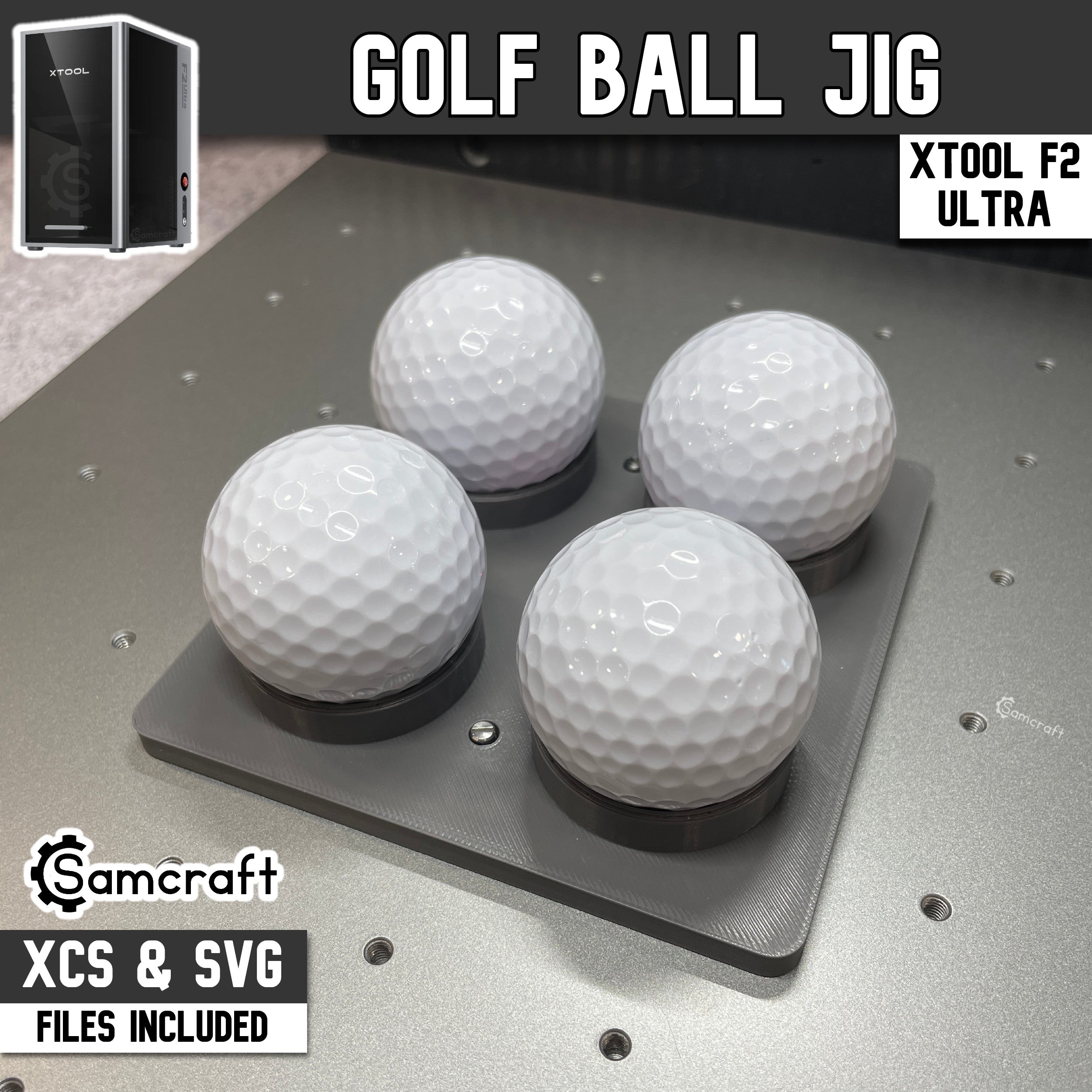 Golf Ball & Ping Pong Ball Jig for xTool F2 Ultra & F2 Ultra UV