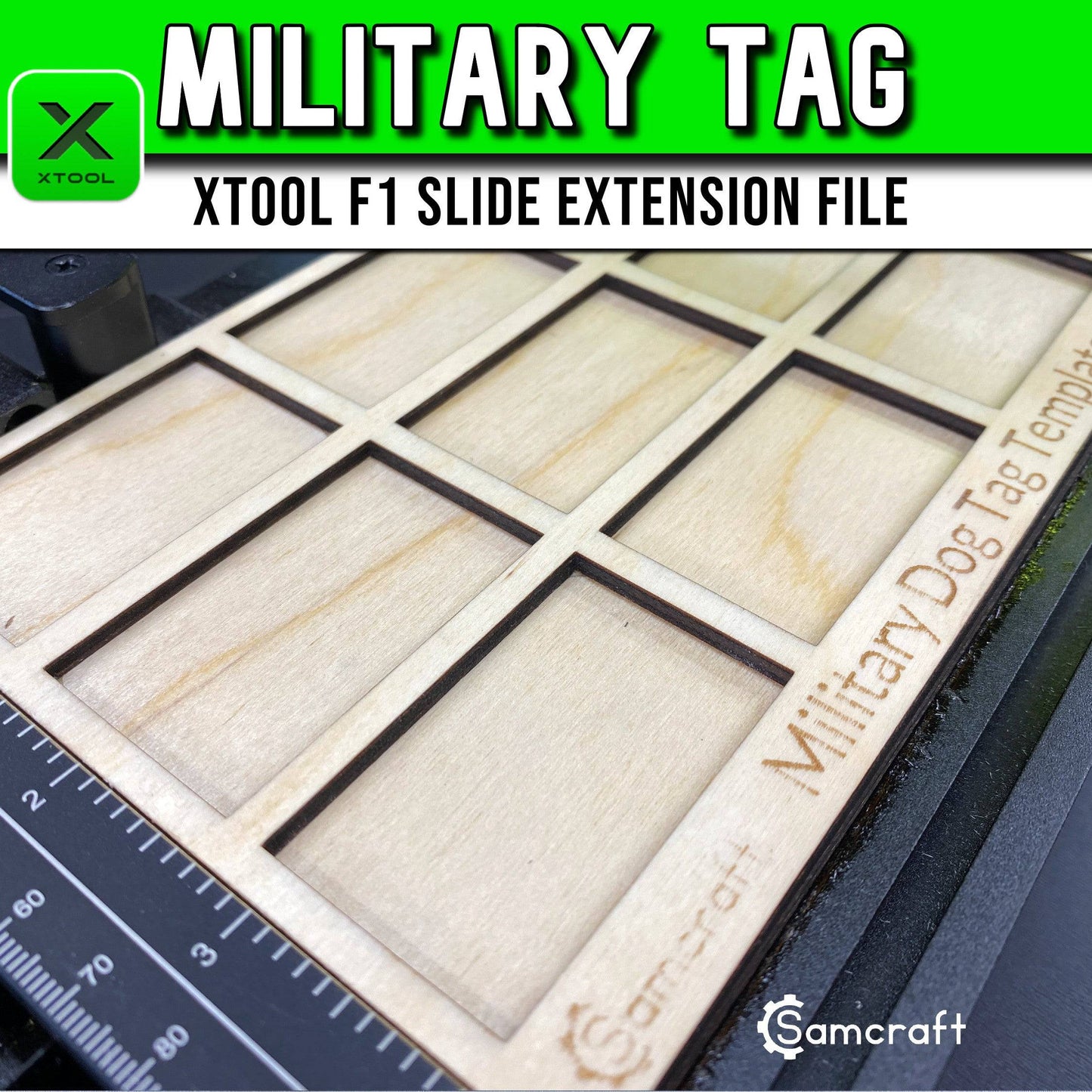 Military Dog Tag Template - xTool F1 Slide Extension