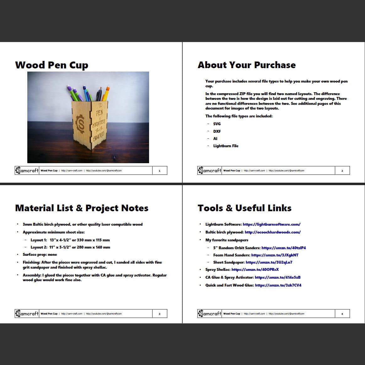 Pen Cup - Laser Cut File - SVG DXF AI