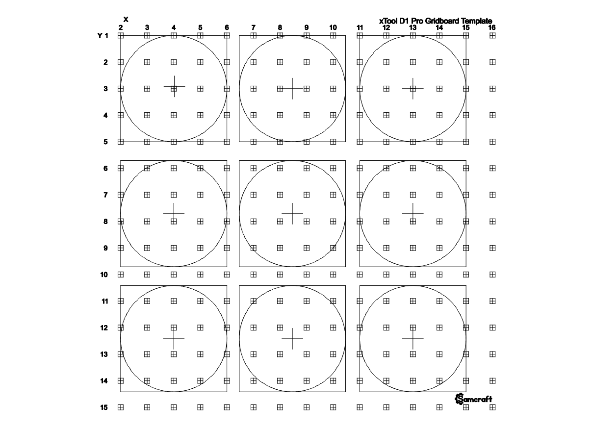 xTool D1 Pro Grid Board Template - DIGITAL DOWNLOAD