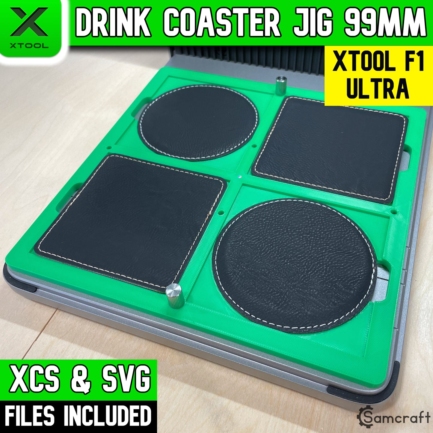 Drink Coaster Jig - Leatherette & Silicone - xTool F1 Ultra