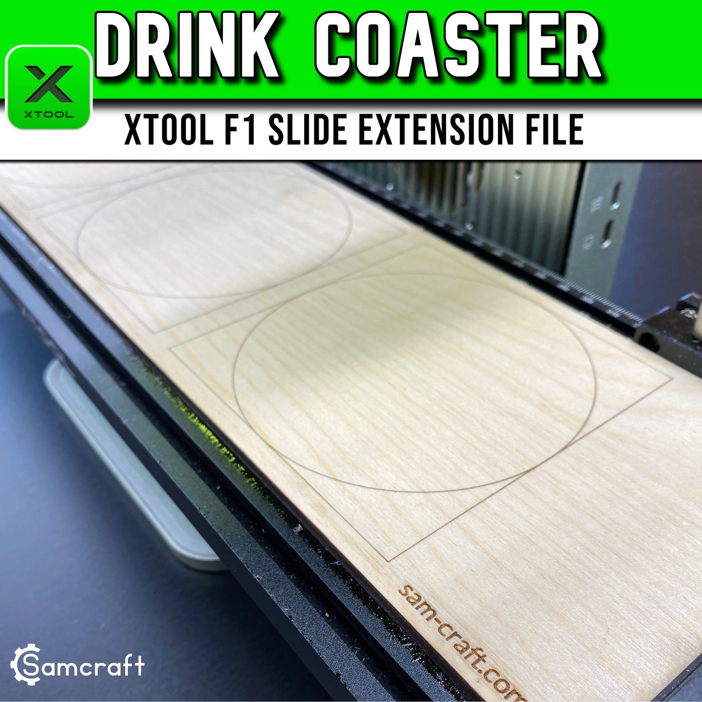 Drink Coaster Template - xTool F1 Slide Extension