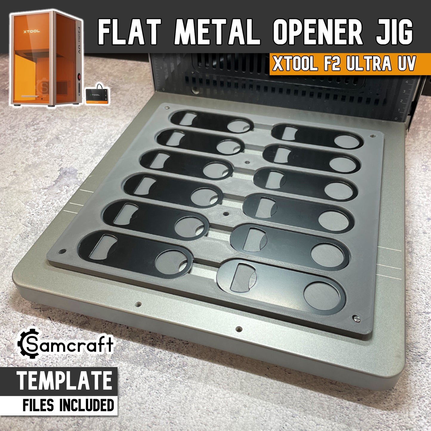 Flat Metal Keychain Bottle Opener Jig - xTool F2 Ultra UV
