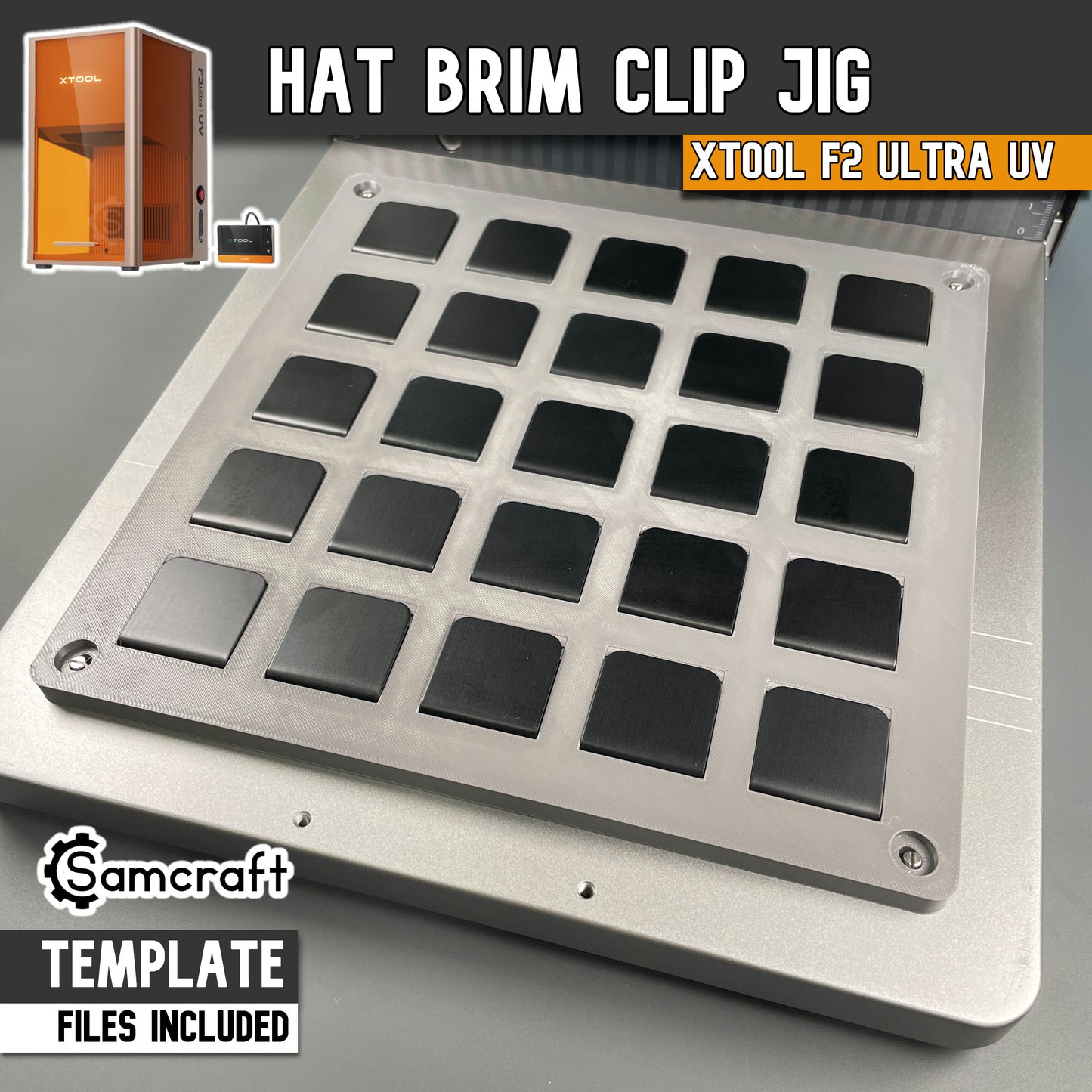 Hat Brim Clip Jig - xTool F2 Ultra / F2 Ultra UV