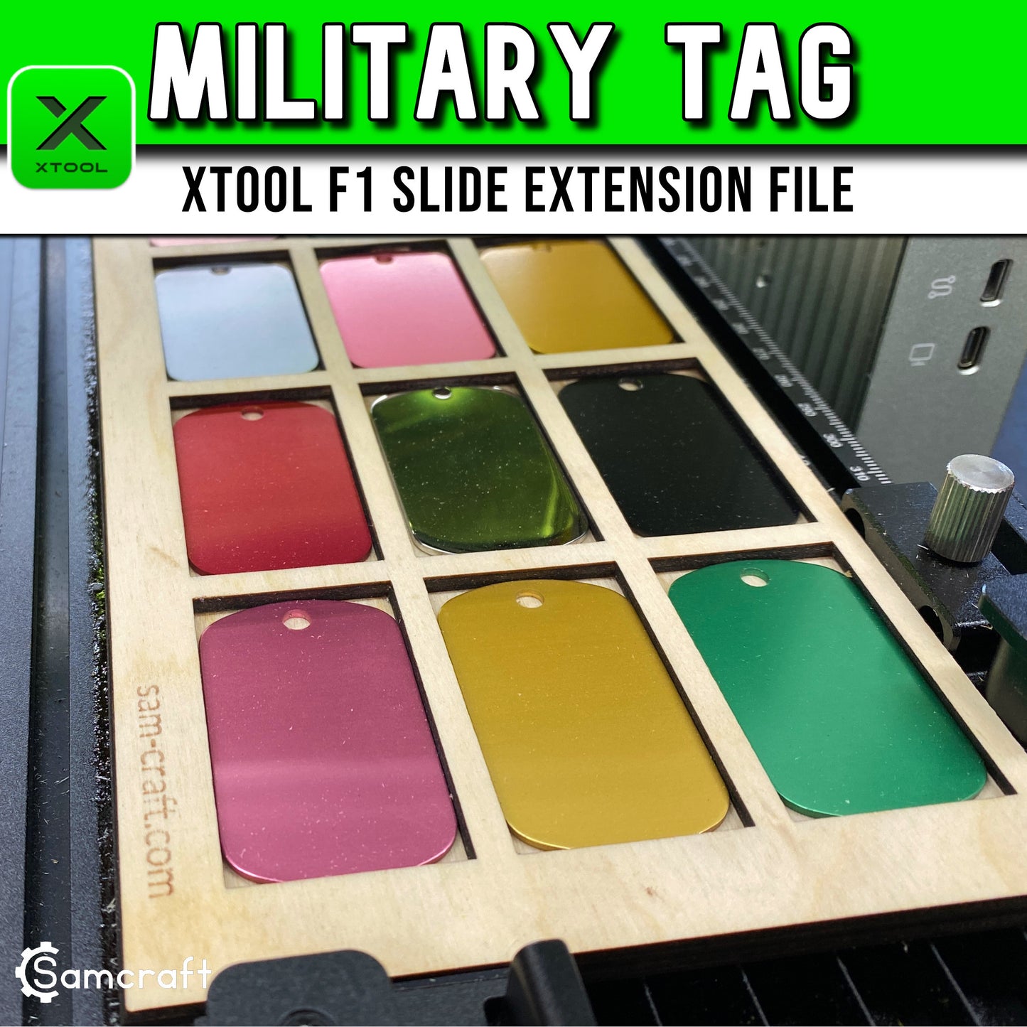 Military Dog Tag Template - xTool F1 Slide Extension