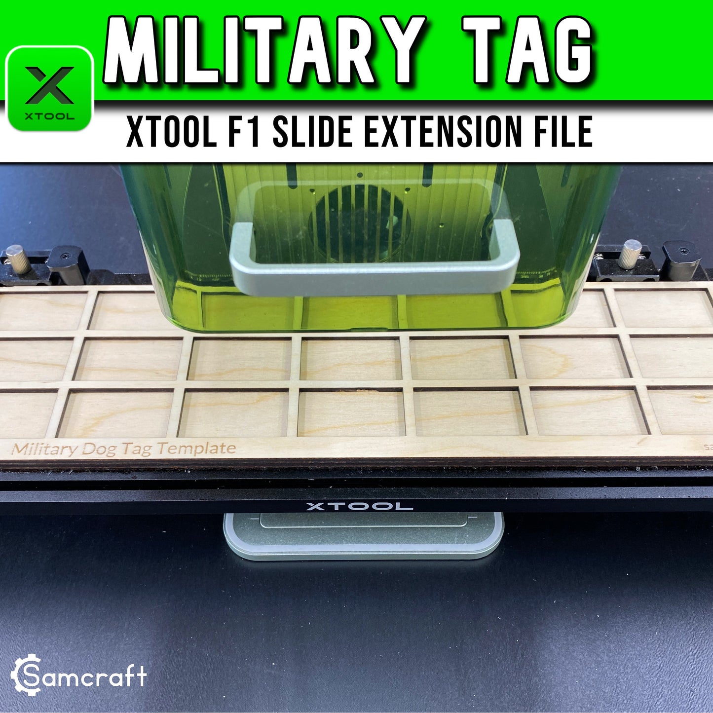Military Dog Tag Template - xTool F1 Slide Extension