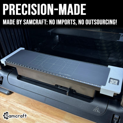 Samcraft Jig Size FatMat installed on the eufyMake E1 mini bed, cut in Sam's Tennessee workshop
