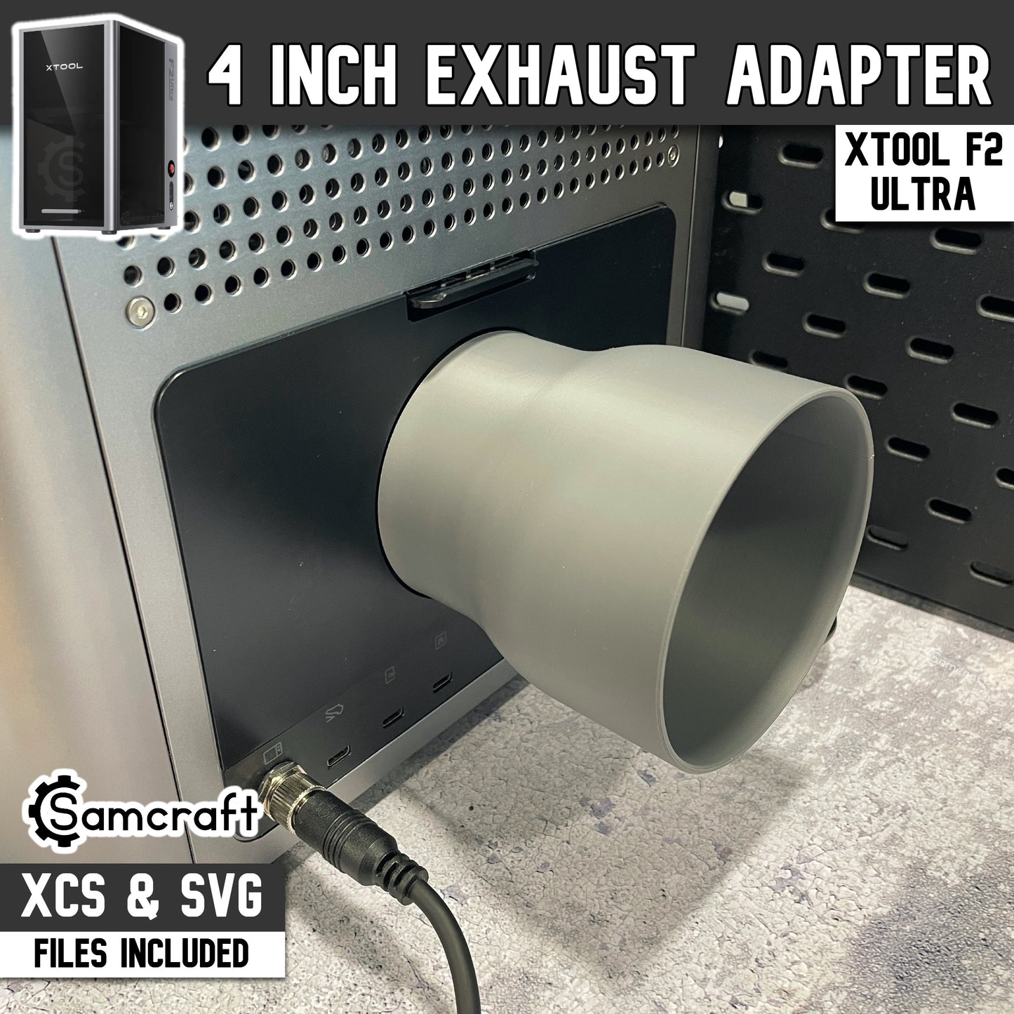 xTool F2 Ultra 4 inch Exhaust Hose Adapter