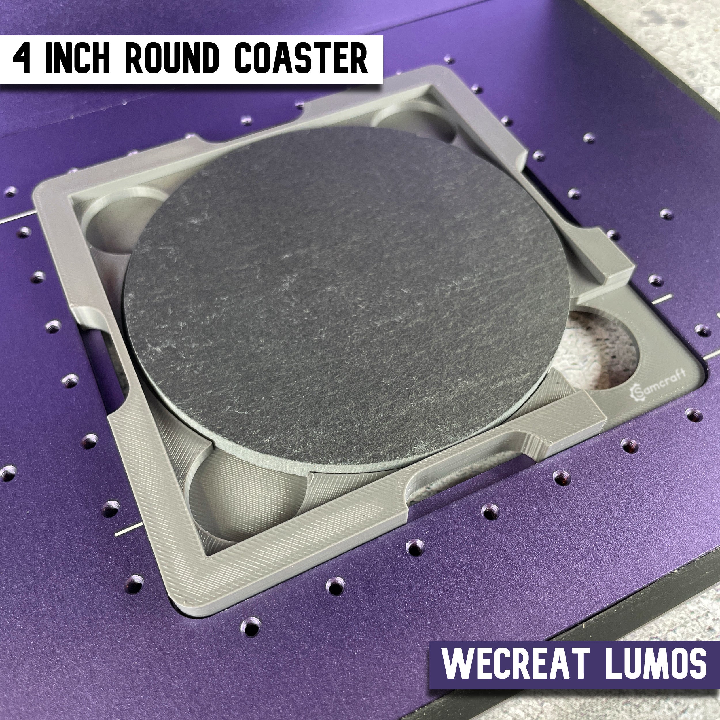 Drink Coaster Jig for WeCreat Lumos – 4 Inch | Samcraft