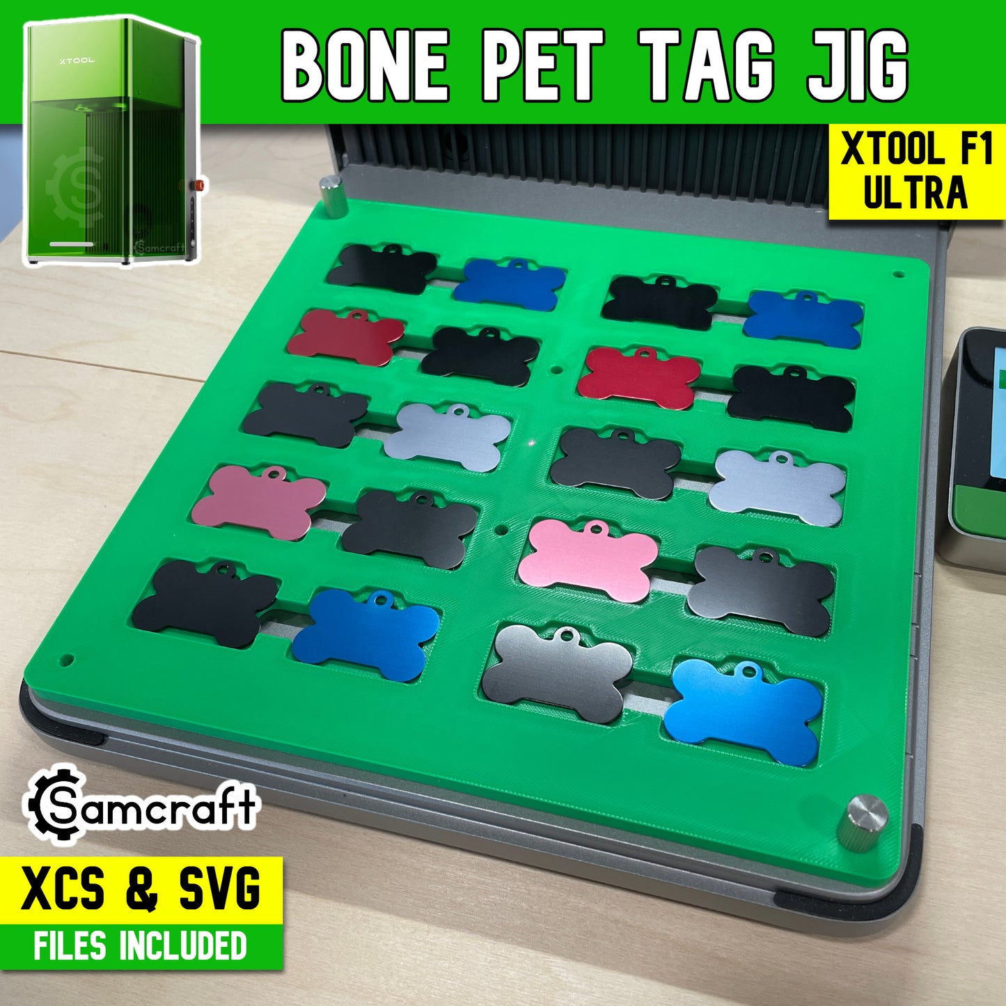 Pet Tag Jig - Bone - xTool F1 Ultra