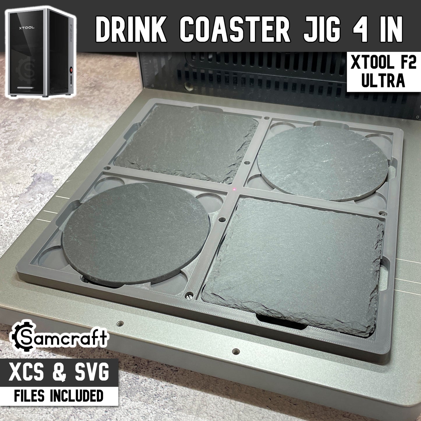 Drink Coaster Jig - 4 inch - xTool F2 Ultra