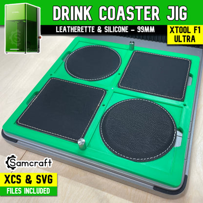 Drink Coaster Jig - Leatherette & Silicone - xTool F1 Ultra