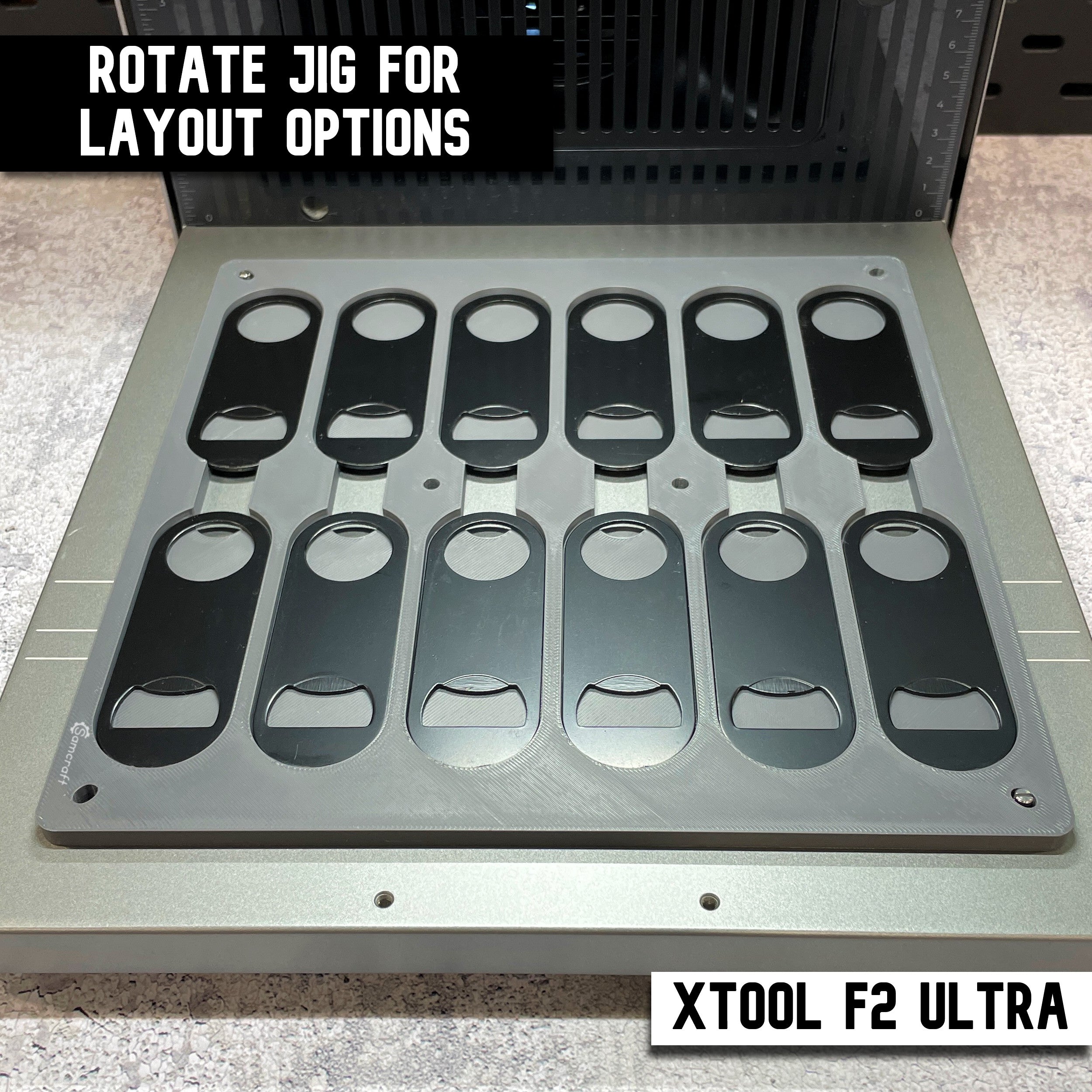 Flat Metal Keychain Bottle Opener Jig for xTool F2 Ultra & F2