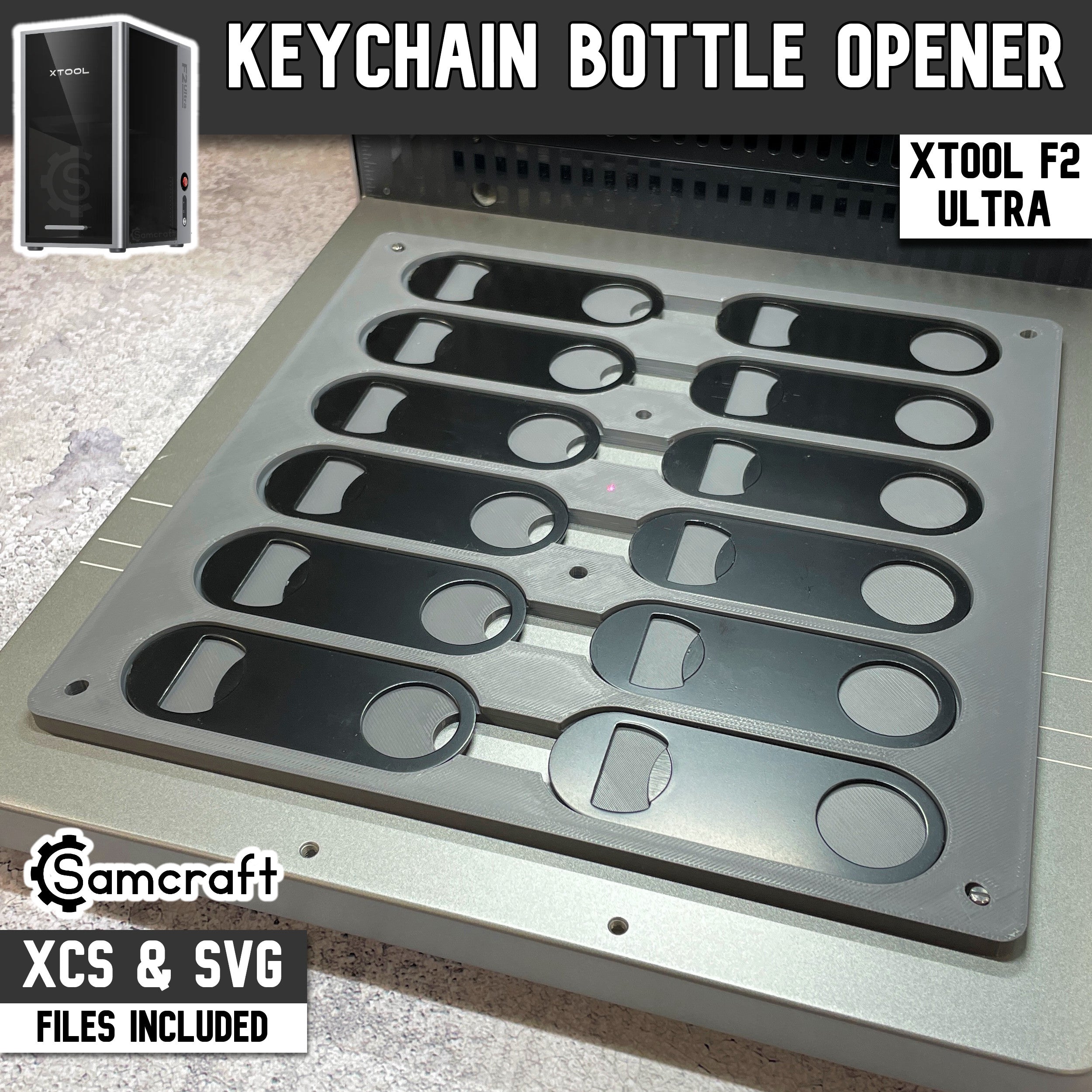 Flat Metal Keychain Bottle Opener Jig for xTool F2 Ultra & F2