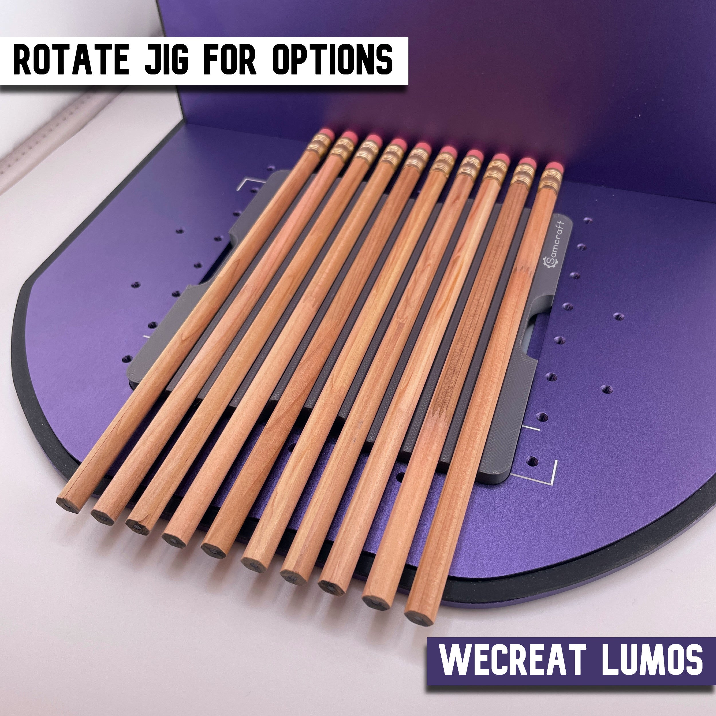 Pencil Jig for WeCreat Lumos – Hexagon Pencil Engraving | Samcraft