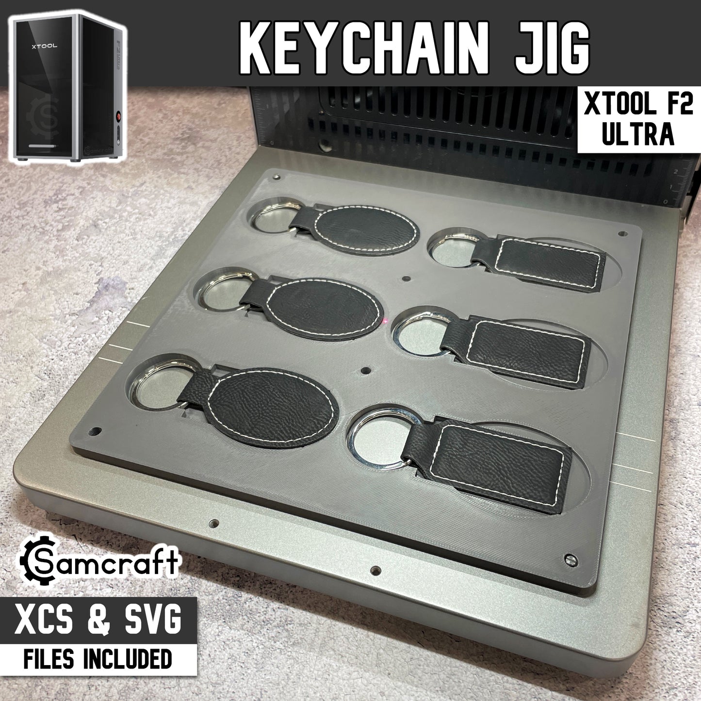 Keychain Jig - Leatherette Oval & Rectangle - xTool F2 Ultra