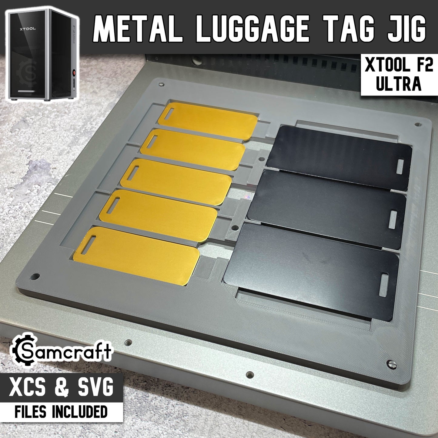 Metal Luggage Tag Jig - xTool F2 Ultra