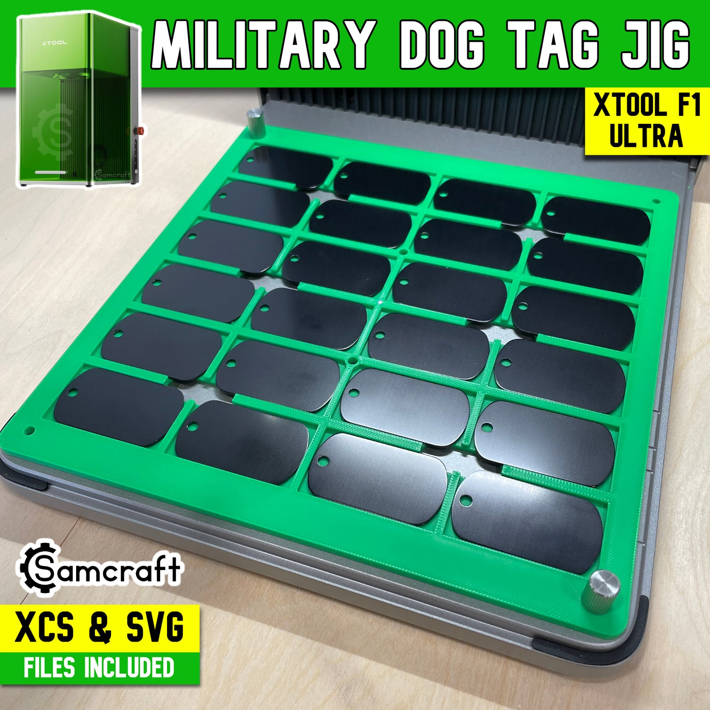 Military Dog Tag Jig - xTool F1 Ultra