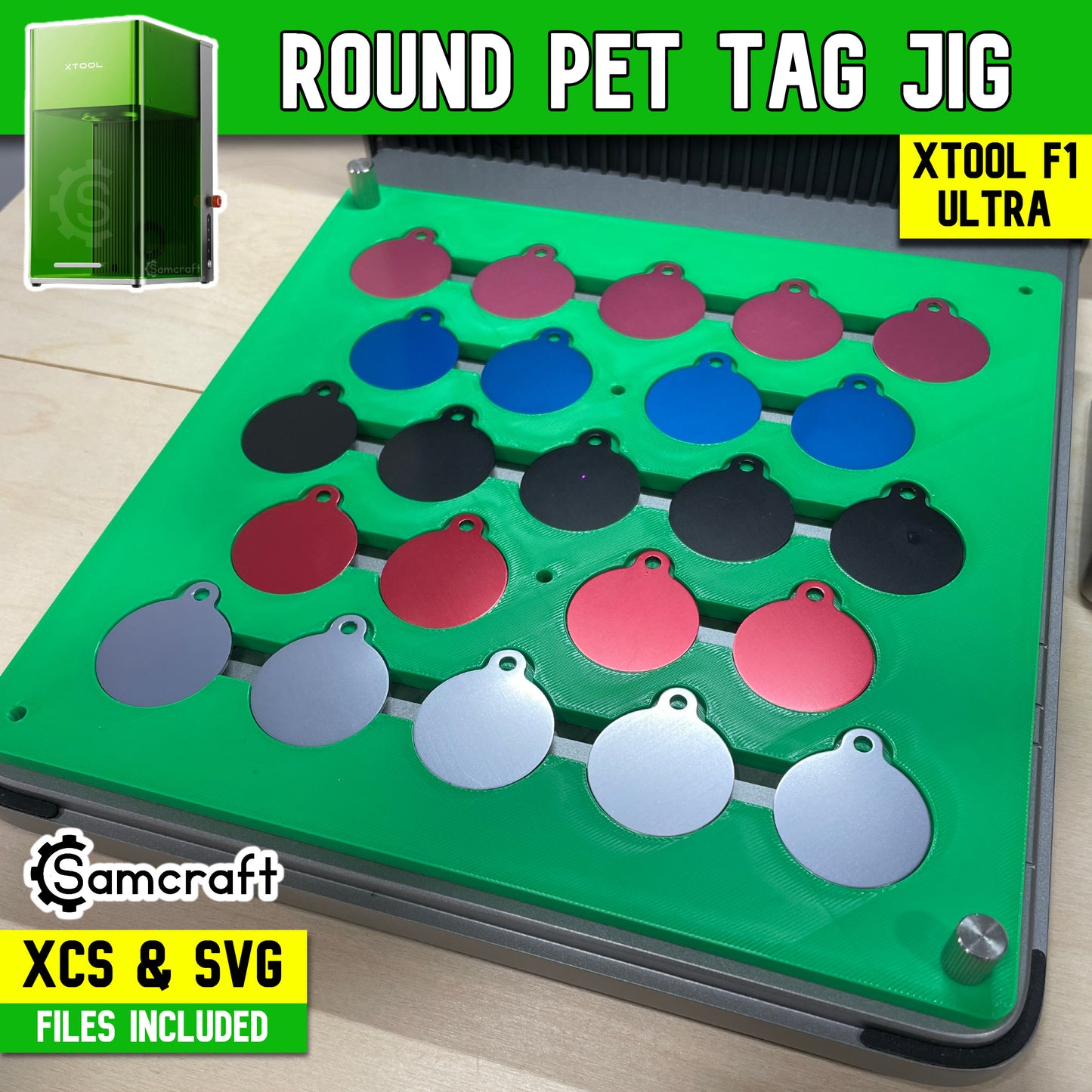 Pet Tag Jig - Round - xTool F1 Ultra
