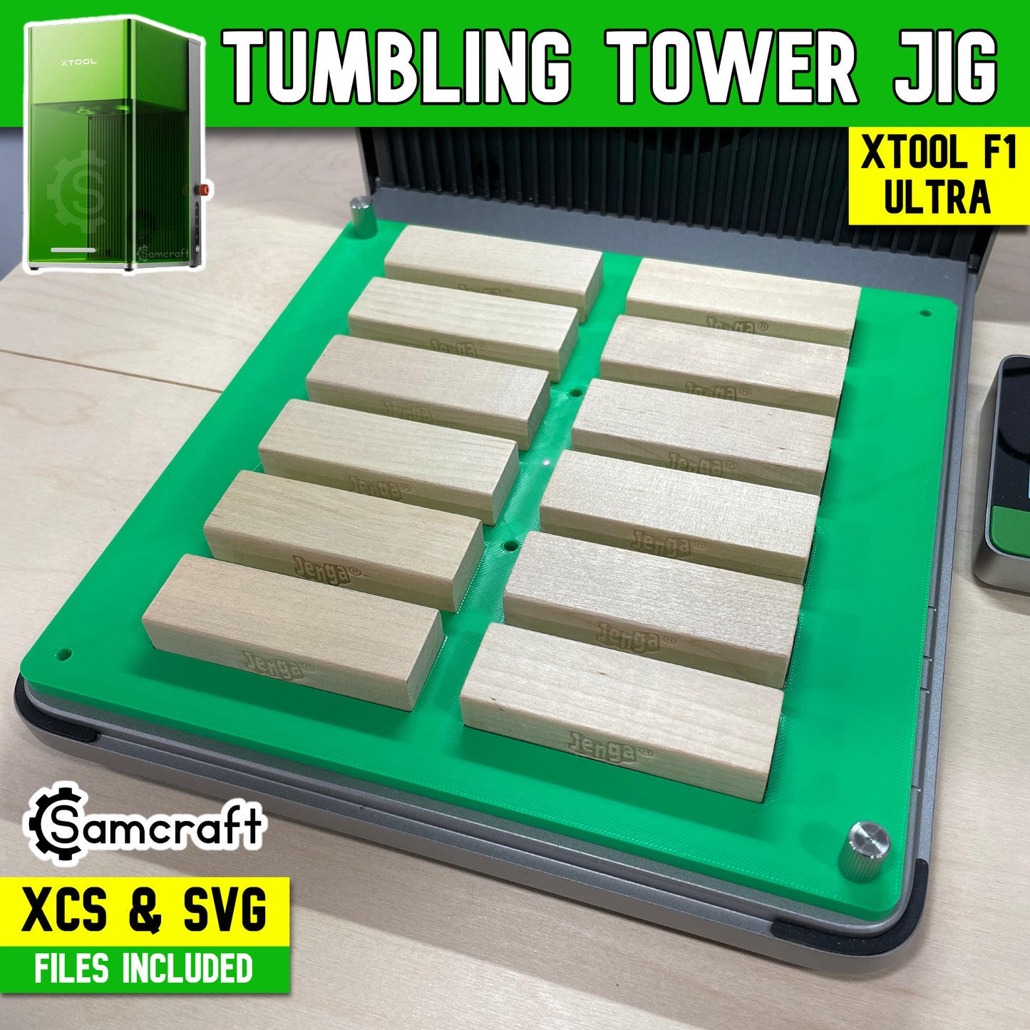 Tumbling Tower Game Jig - xTool F1 Ultra
