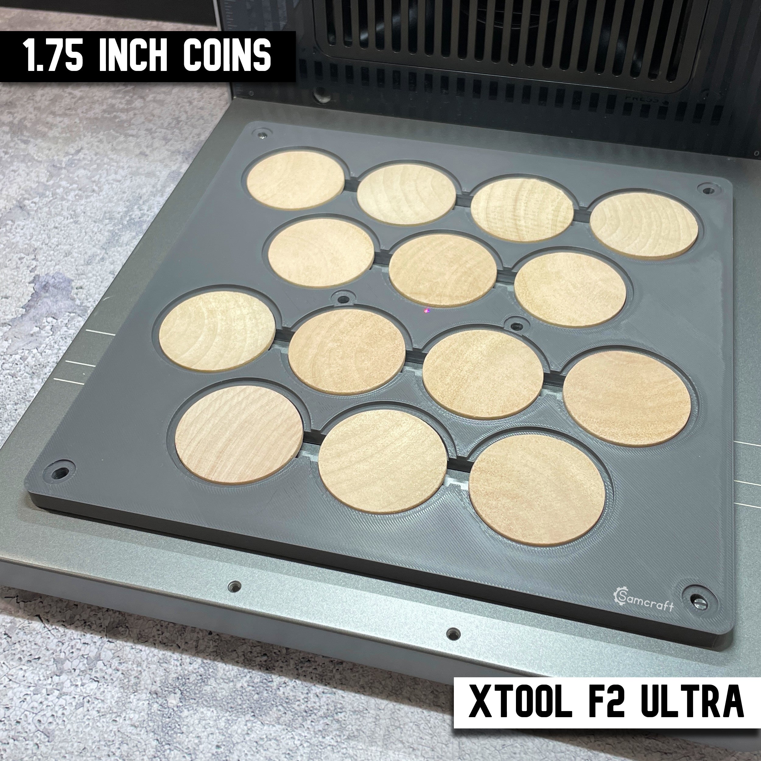 Wood Coin Engraving Jig for xTool F2 Ultra & F2 Ultra UV | Samcraft
