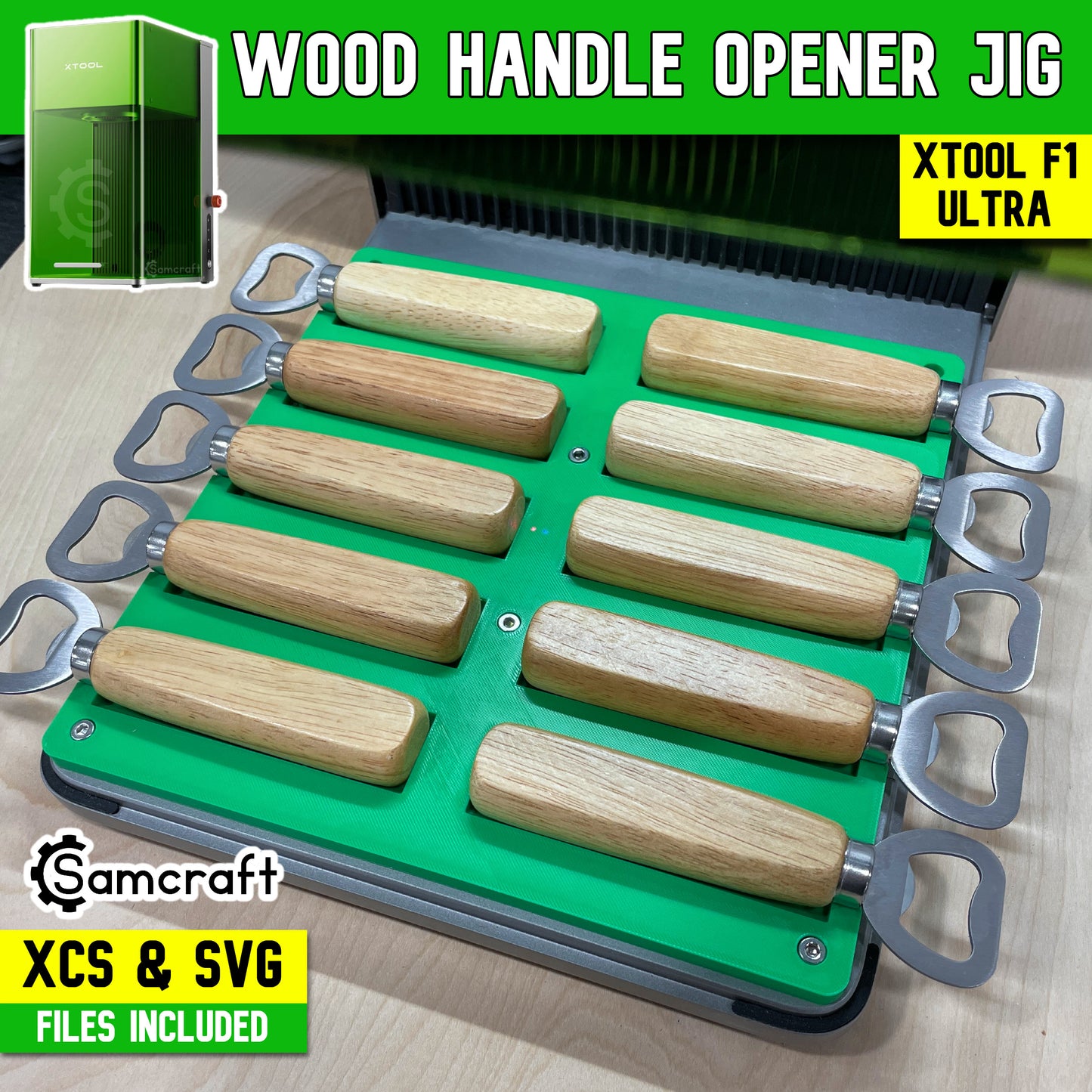 Wood Handle Bottle Opener Jig - xTool F1 Ultra