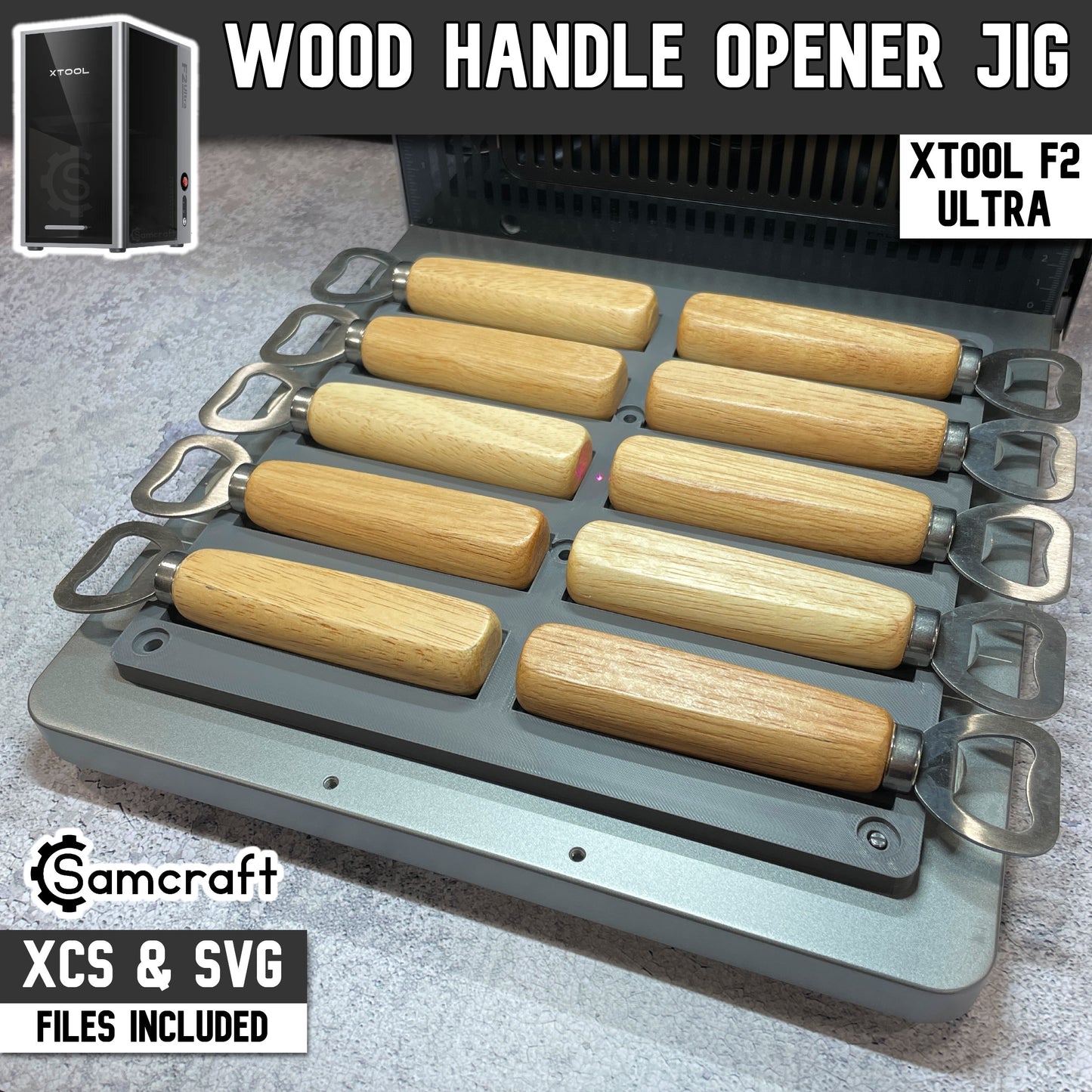 Wood Handle Bottle Opener Jig - xTool F2 Ultra