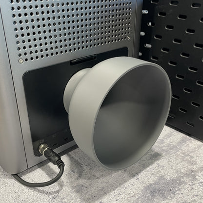 Samcraft 6 inch exhaust adapter fitted to the rear of an xTool F2 Ultra UV with ducting attached.