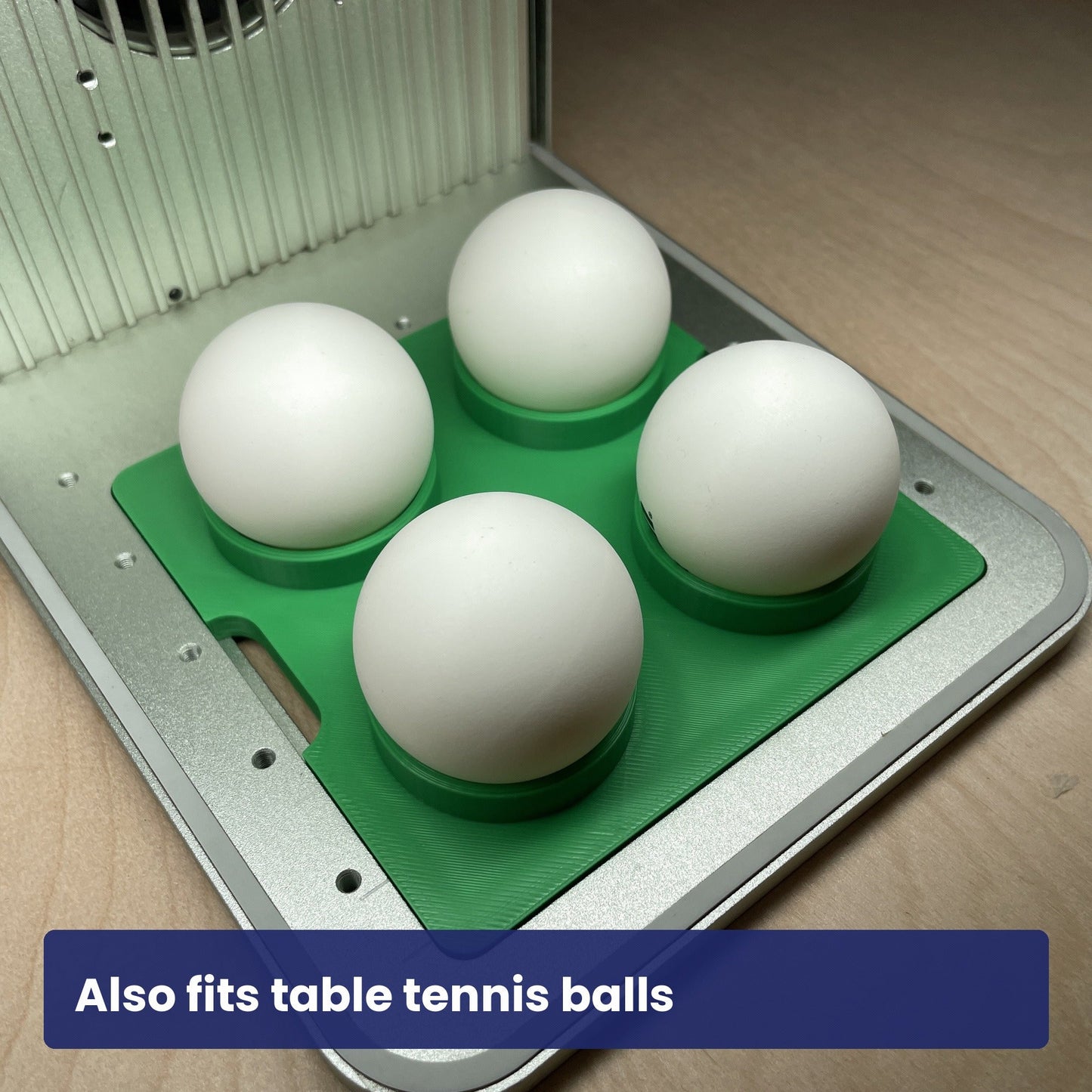 Samcraft ball jig holding white table tennis balls in the xTool F1 bed.