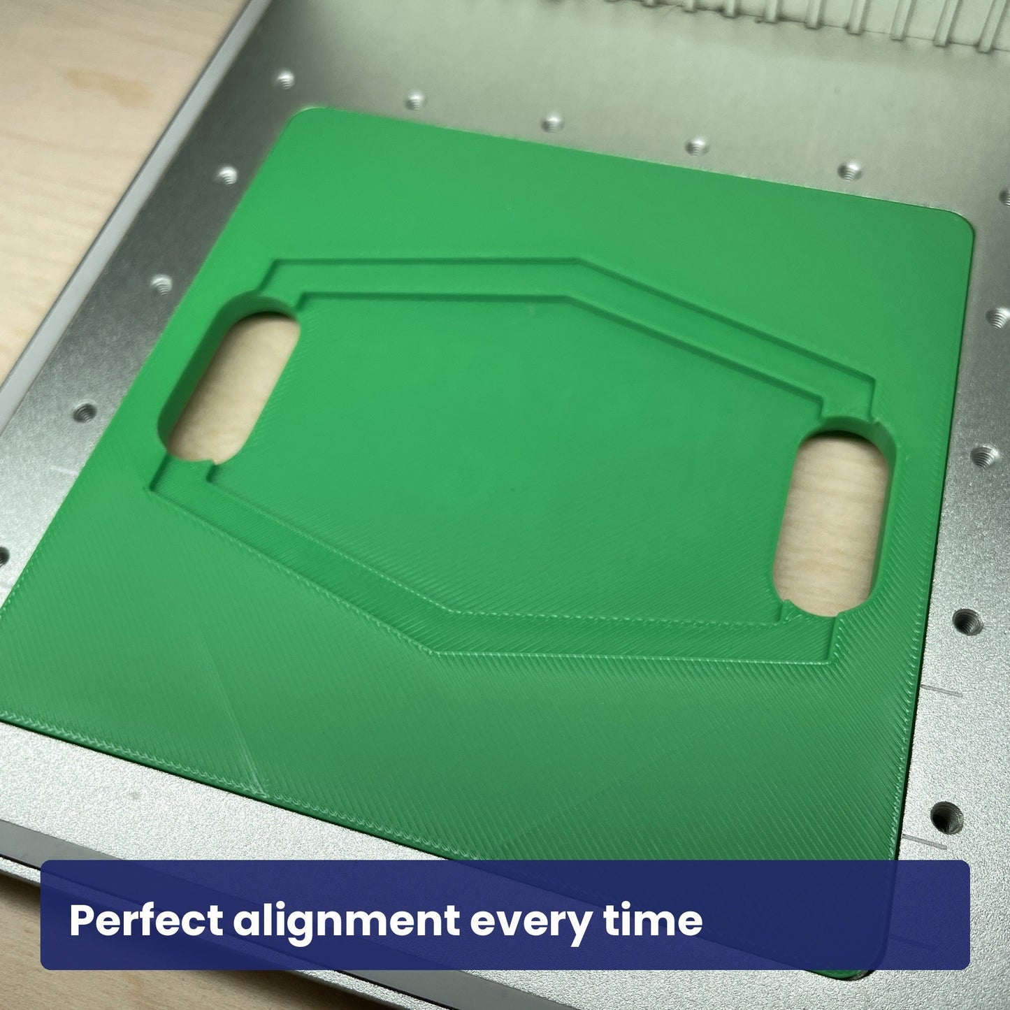 Empty Samcraft hex patch jig, showing the hexagonal recess and finger cut-out.