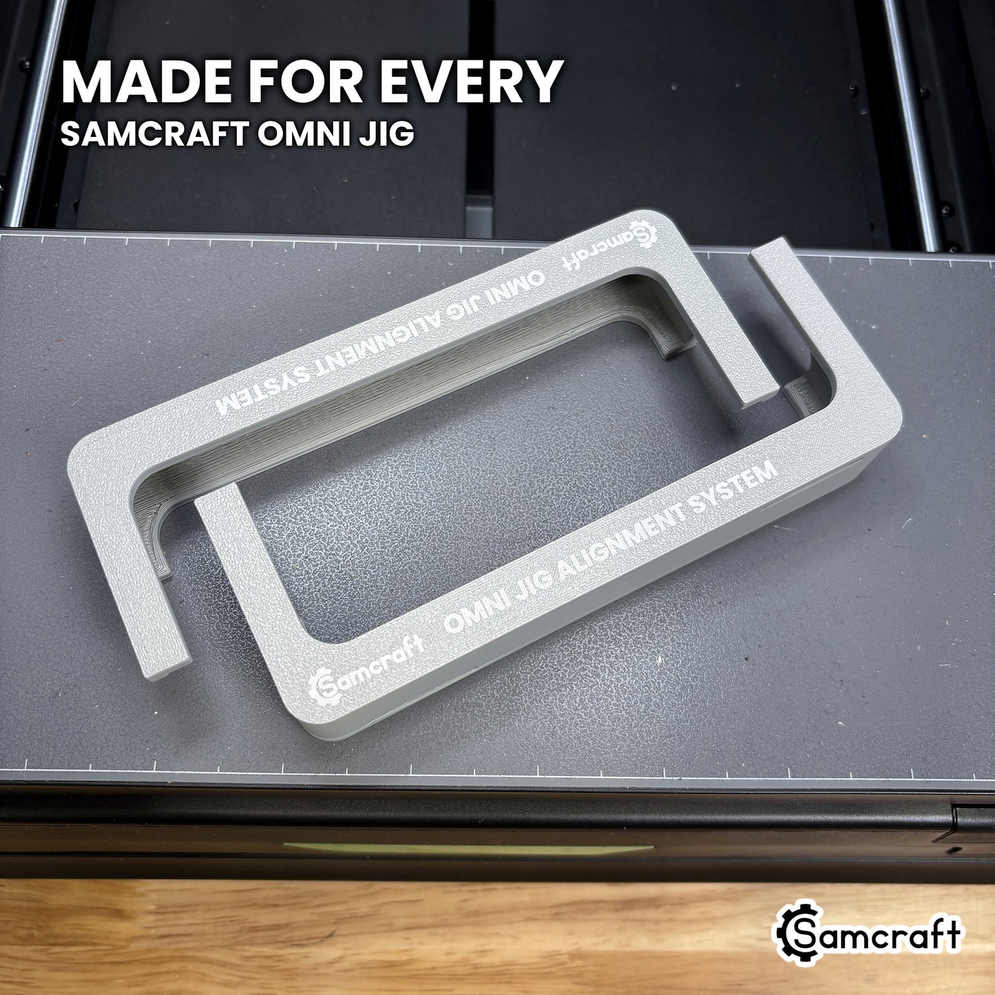 The Samcraft Omni Jig Alignment System, made to fit every Samcraft xTool Omni jig.