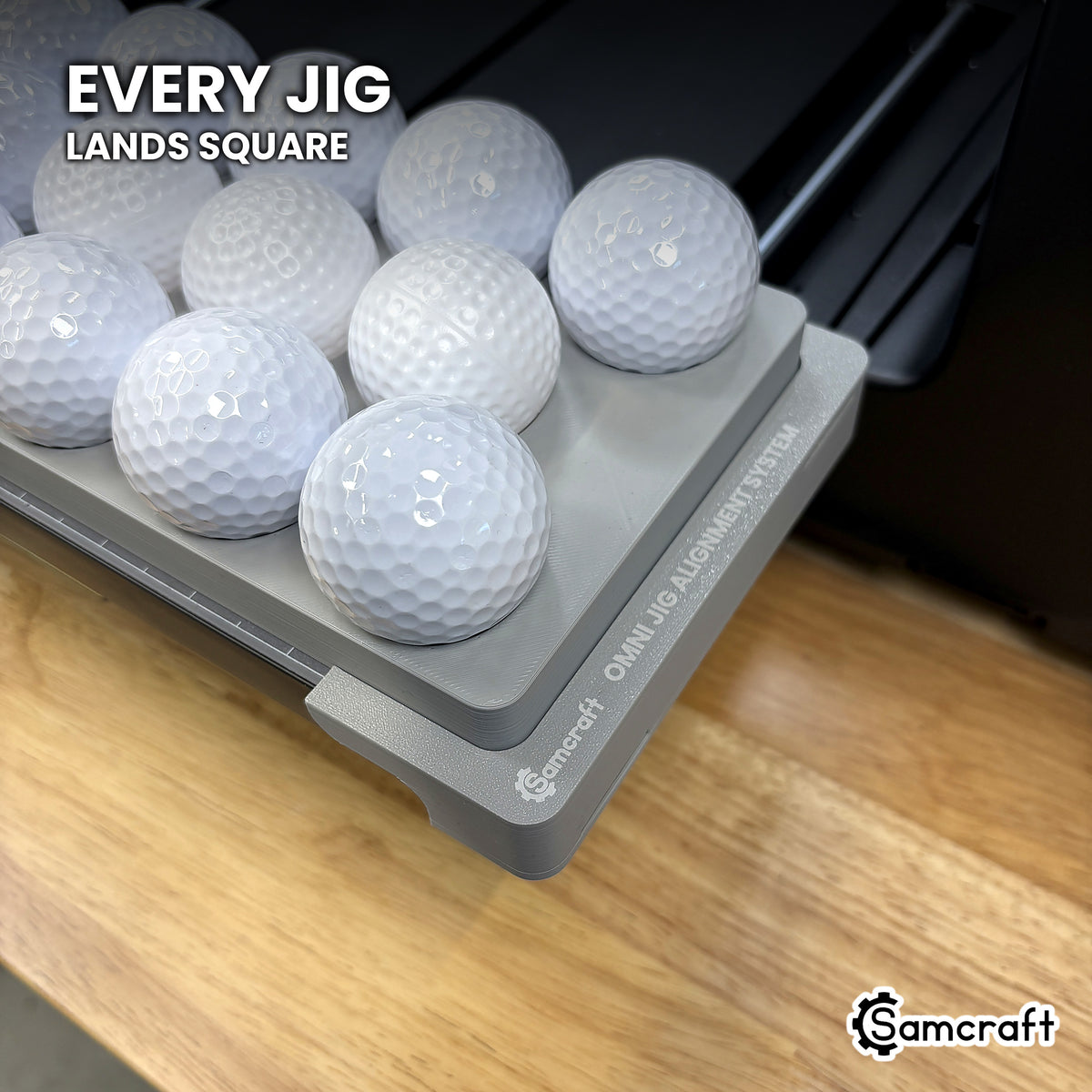 Every Samcraft jig landing square on the xTool Omni bed thanks to the Jig Alignment System.
