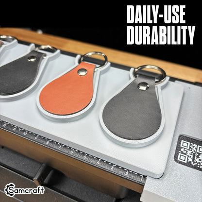 leather-key-fob-jig-eufymake-daily-use-durability.jpg

Leather Key Fob Jig for the eufyMake E1 — close-up of cognac and charcoal leather key fobs with riveted key rings resting in the gray one-piece tray, ruler edge and QR code in view, built for daily-use durability.
