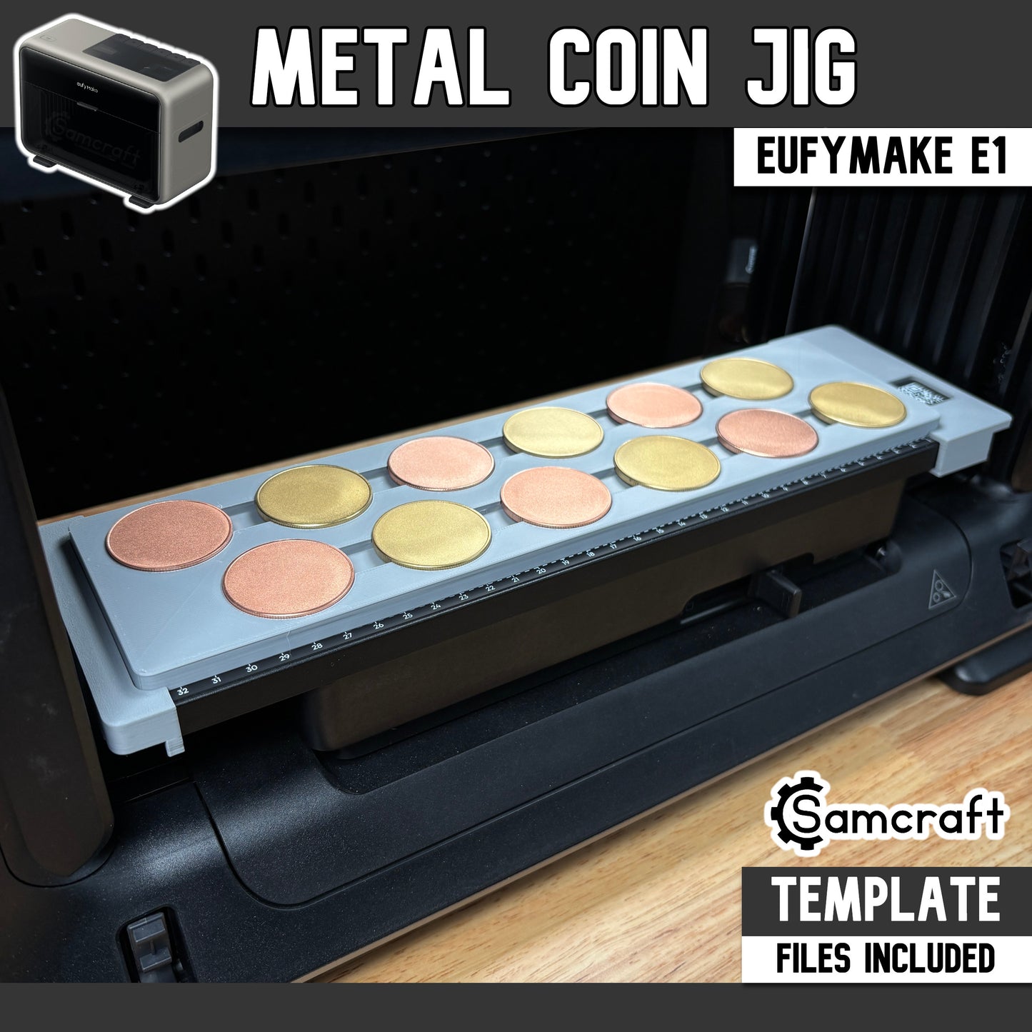 Metal Coin Jig (40mm) for eufyMake E1 UV Printer