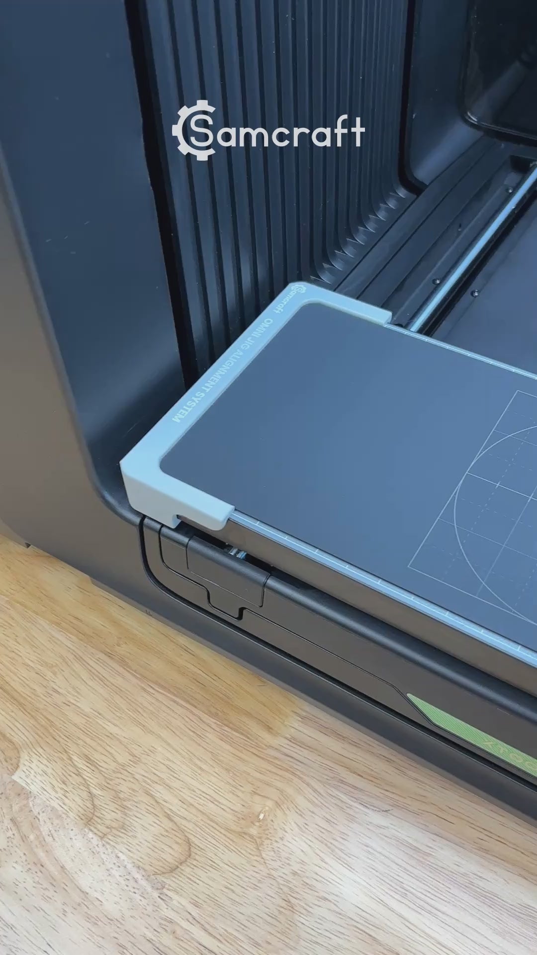 Video of the Samcraft Jig Size FatMat being dropped into the Jig Alignment System on an xTool Omni UV printer.
