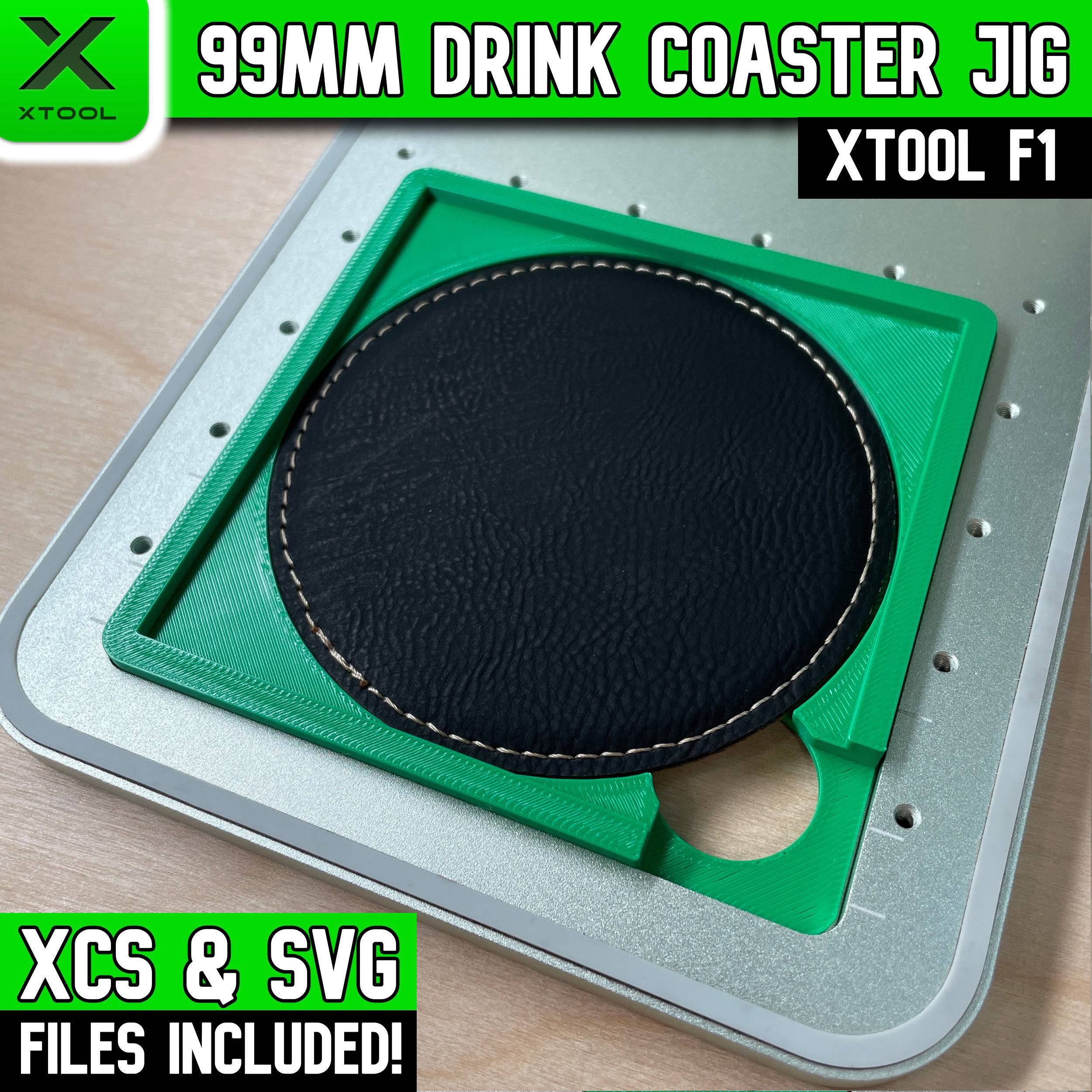 Leatherette & Silicone Drink Coaster Jig for xTool F1 & F2 | Samcraft