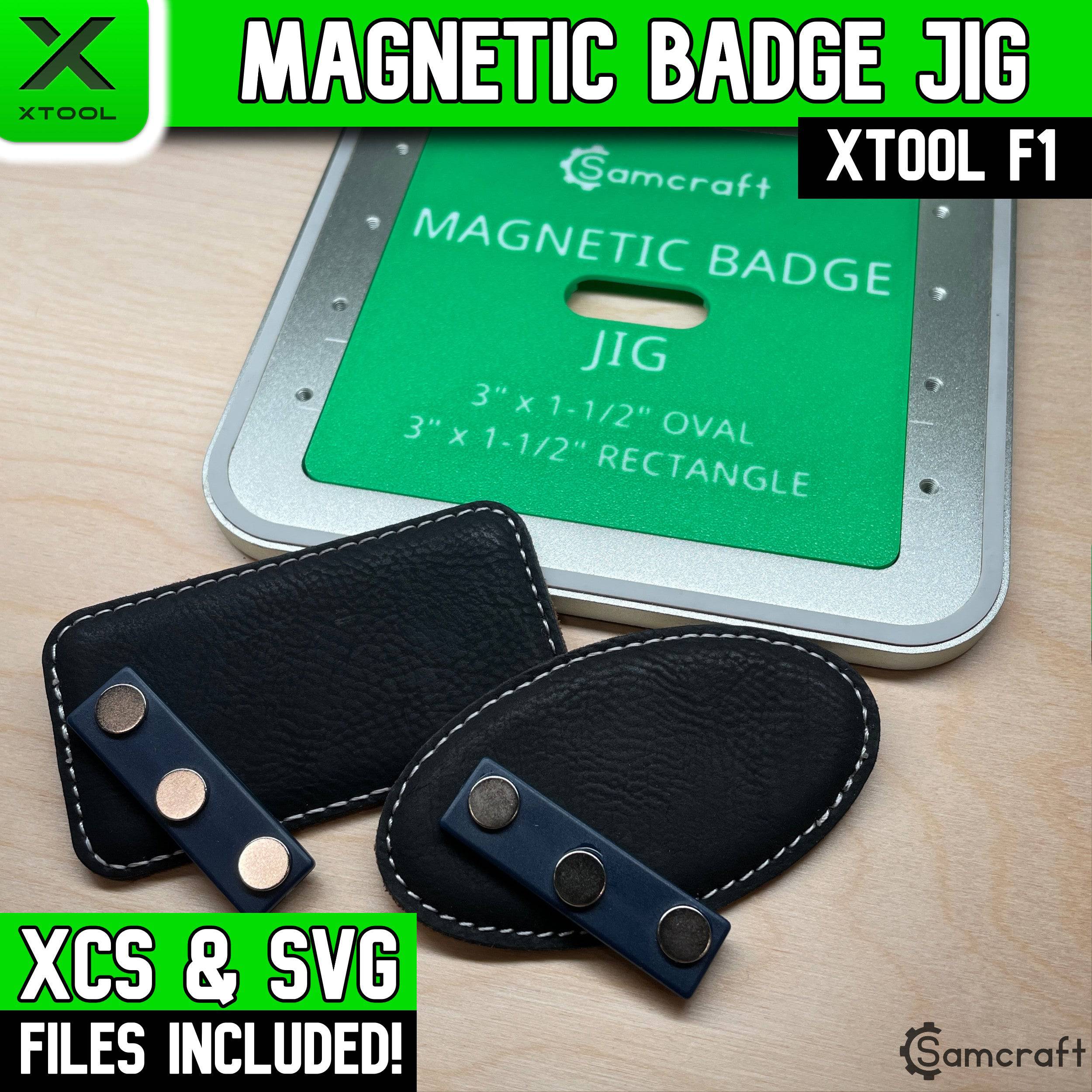 Magnetic Badge Jig for xTool F1 & F2 | Oval & Rectangle | Samcraft