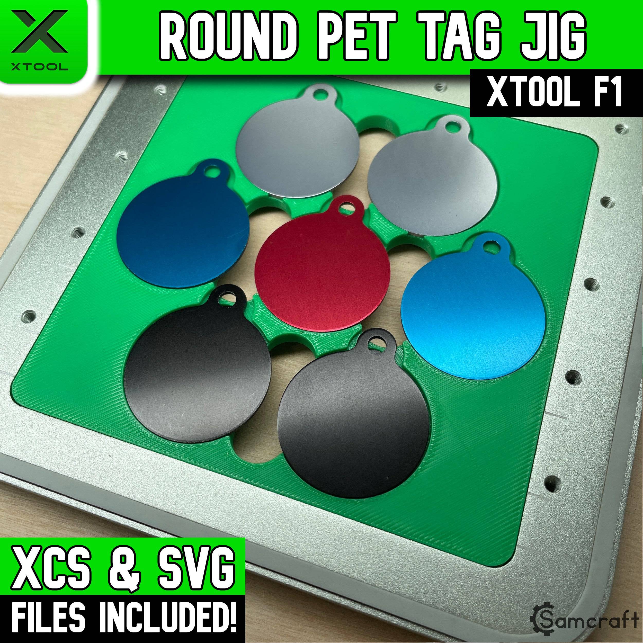 Round Pet Tag Laser Engraving Jig for xTool F1 & F2 | Samcraft