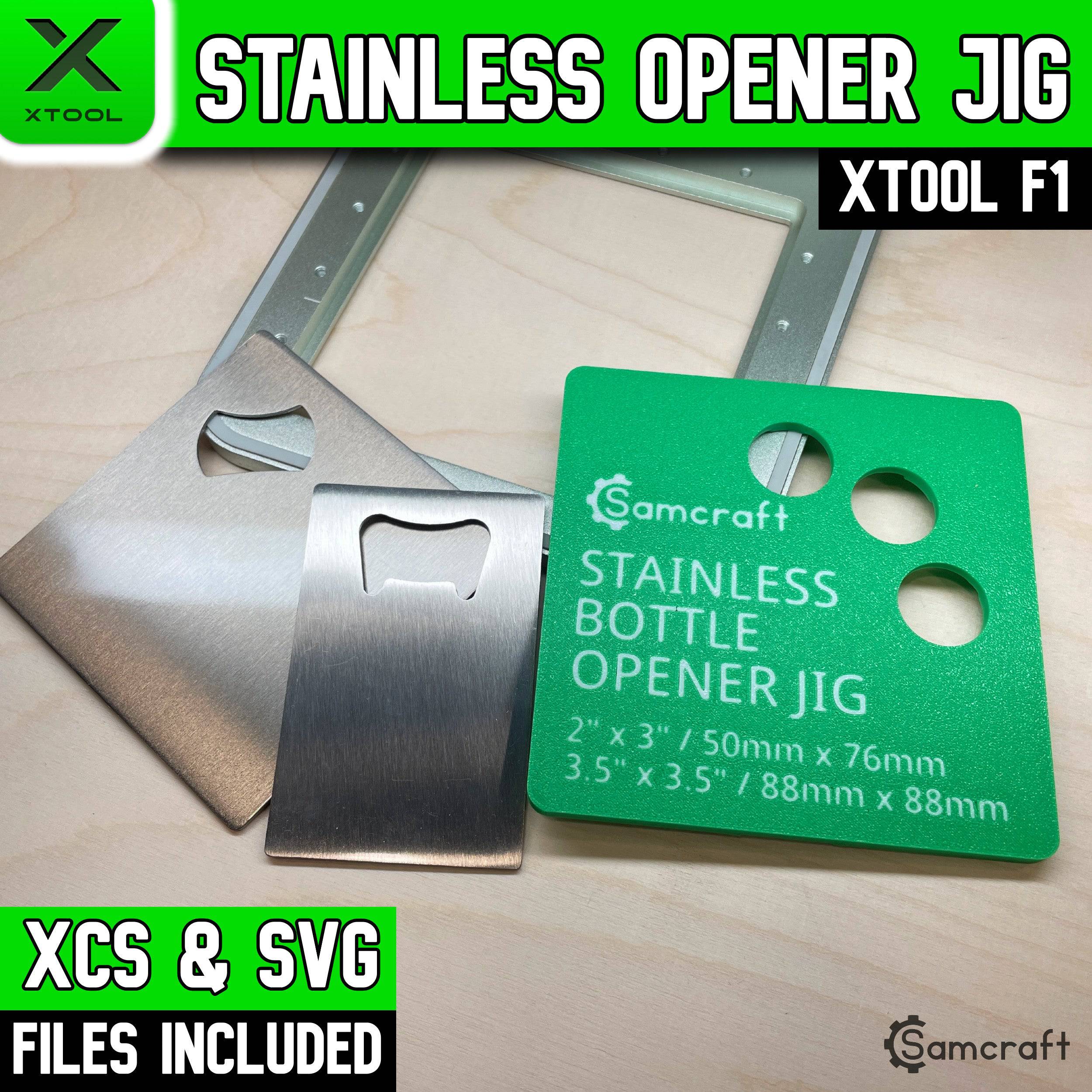 No.493御蔵島桑のトレー Stainless Steel Bottle Opener Laser Engraving Jig for xTool F1