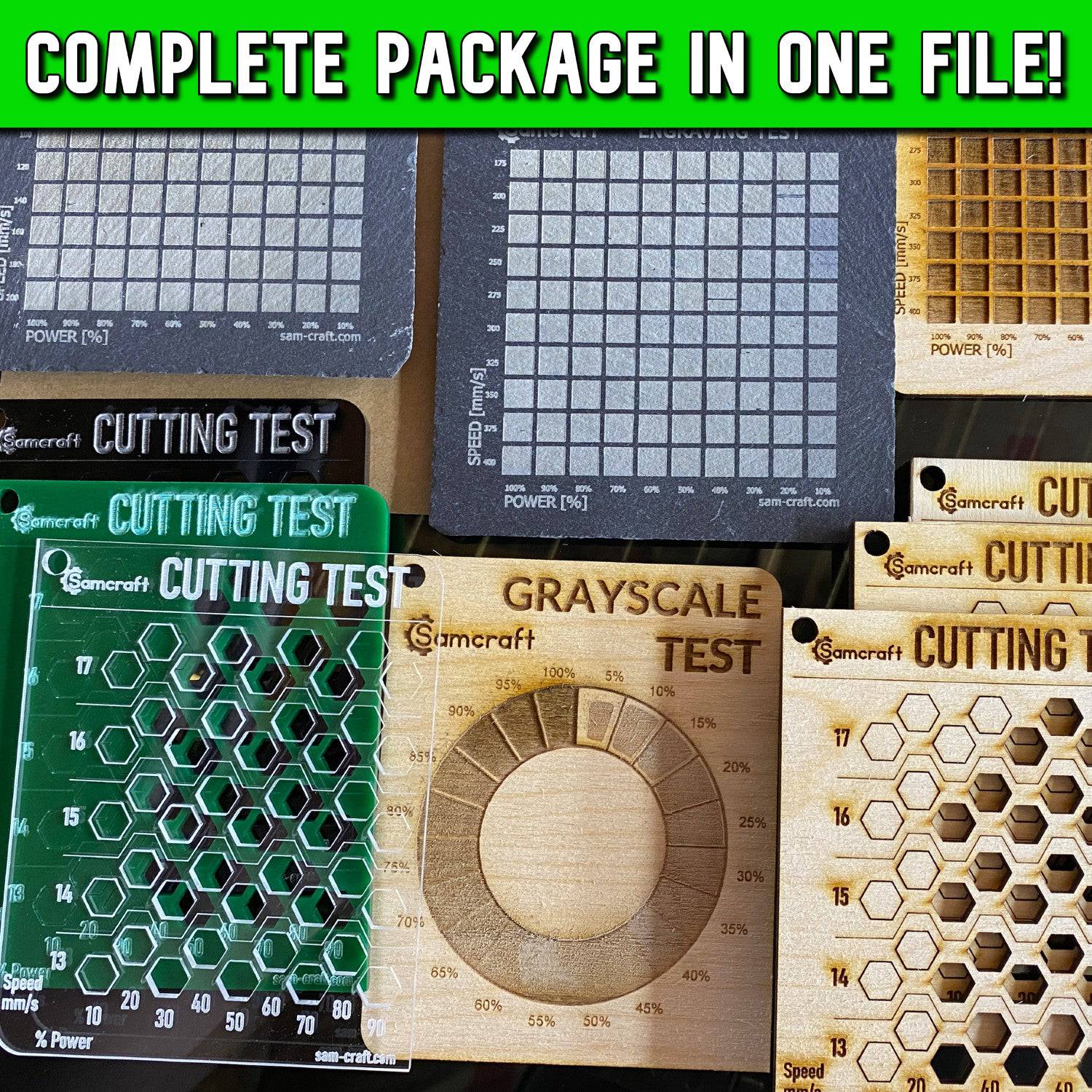 xTool Laser Test File Kit – Engraving, Cutting & Grayscale | Samcraft