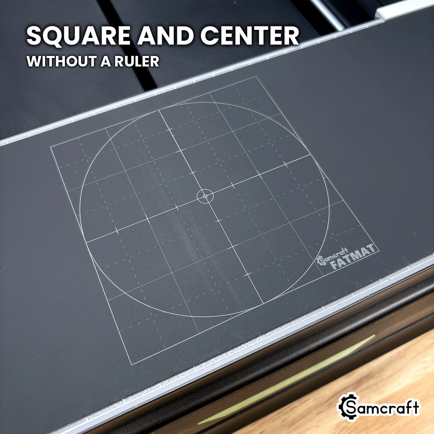 Samcraft Jig Size FatMat landing square and centered on the xTool Omni bed without measuring.