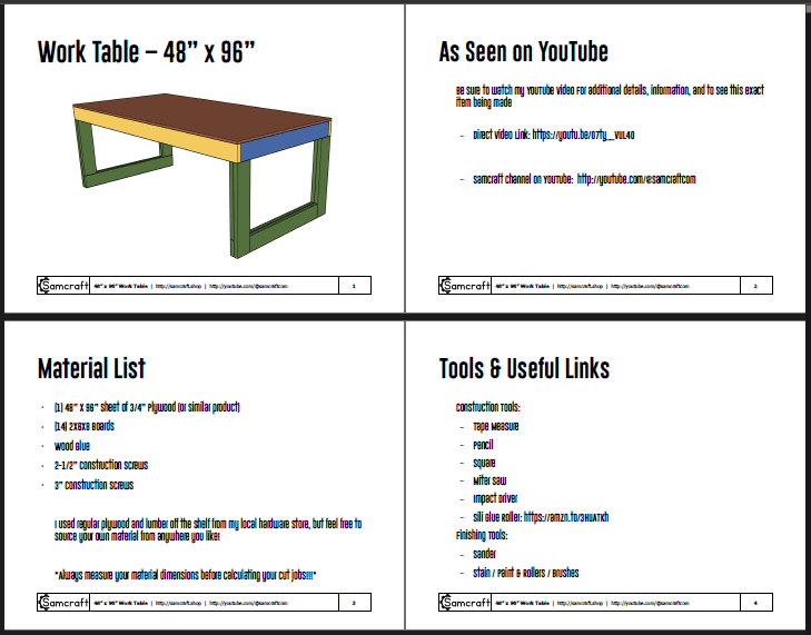 Work Table - 48"x96" - Project Plan