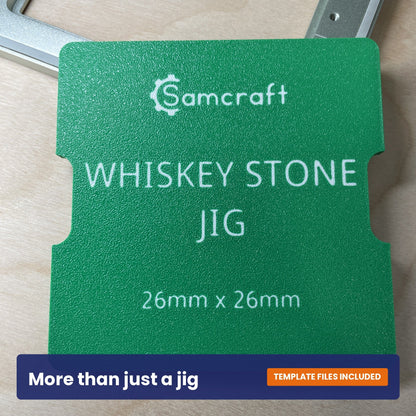 Face of the Samcraft whiskey stone jig showing the Samcraft logo and the stone size it accepts.