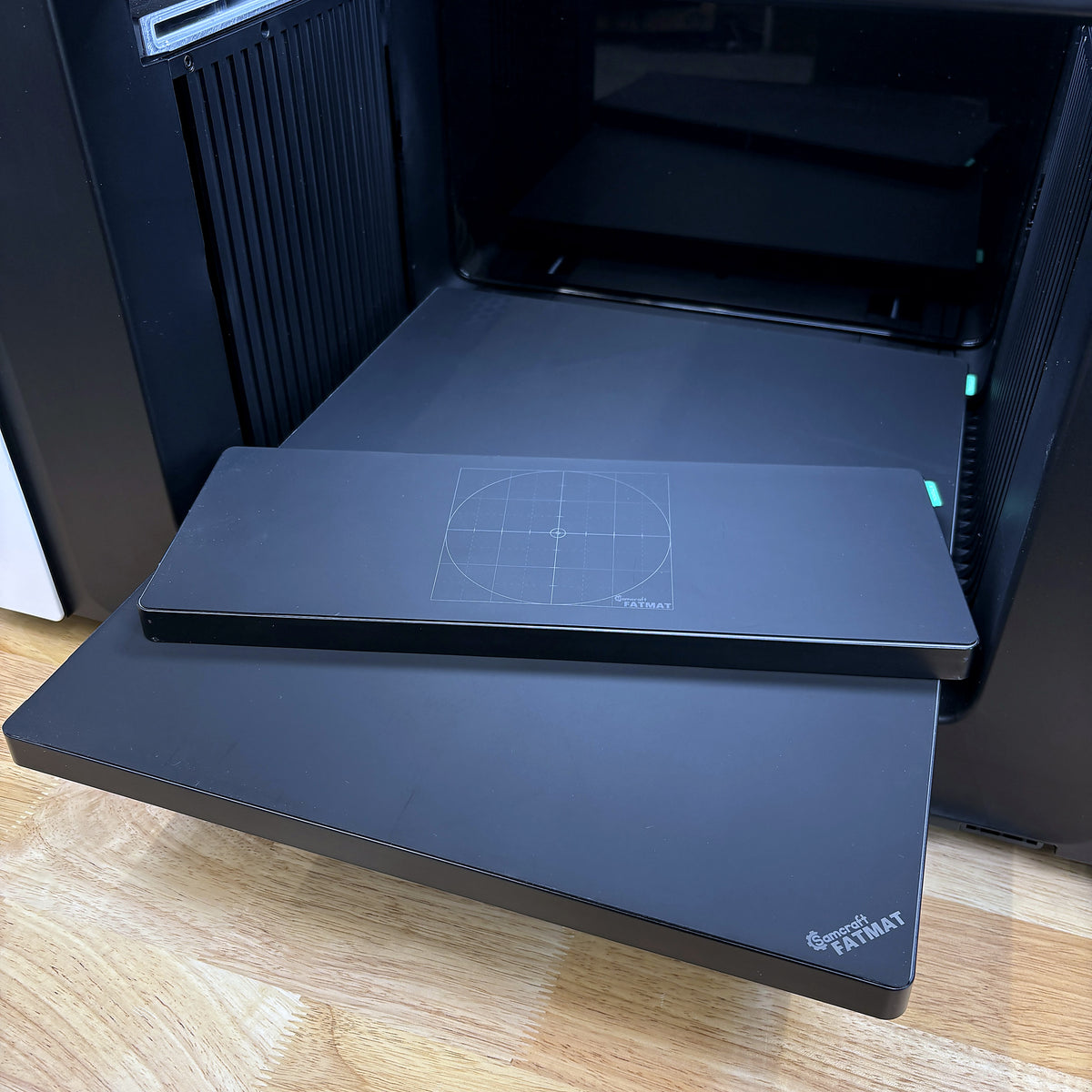Samcraft FatMat kit for the xTool Omni UV printer, both mats shown with the printer.