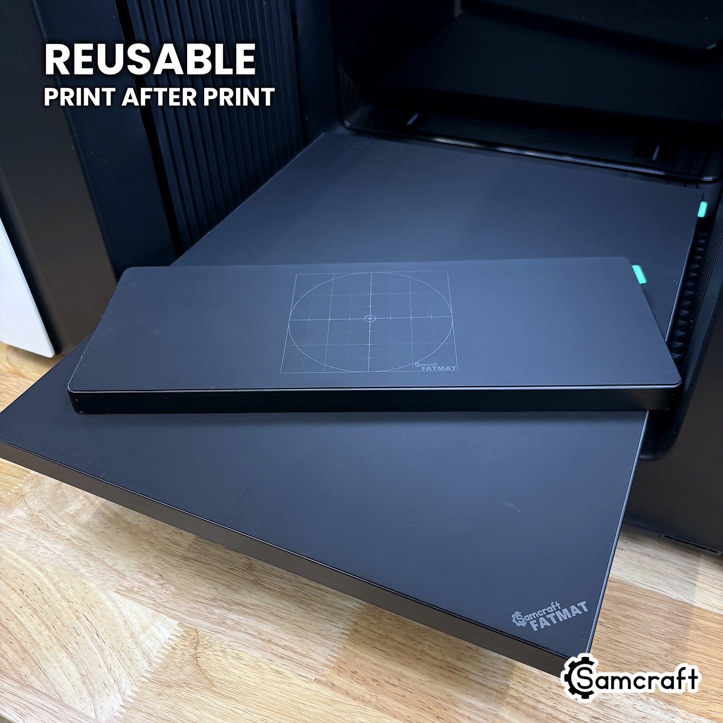Reusable Samcraft FatMat for the xTool Omni, used print after print.