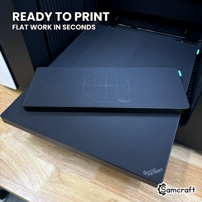 Samcraft FatMat on the xTool Omni, ready to print flat work in seconds.