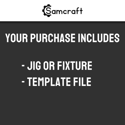 "Your Purchase Includes" card outlining that each purchase of a Samcraft eufyMake Jig comes with the jig and template files for using the jig in the eufymake uv printer